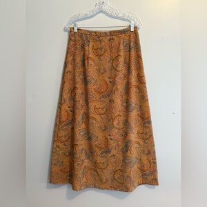 Stonebridge Vintage Women’s Maxi Skirt A-Line Paisley Floral Light Brown Boho 8